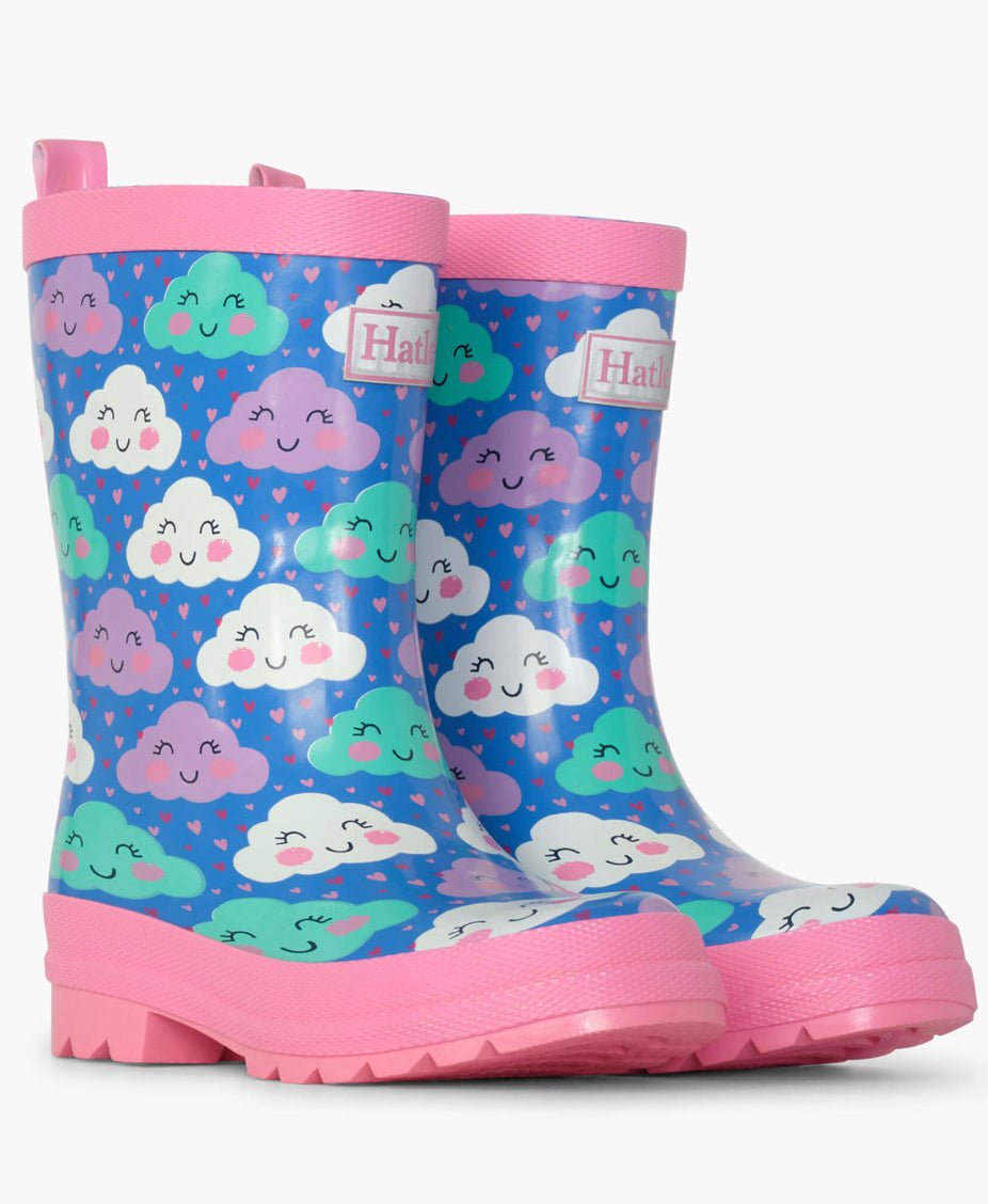 Hatley Cheerful Clouds Shiny Rain Boots